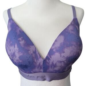VS PINK Wear Everywhere Wireless Lightly Lined Purple Tie Dye Bra Size 38C